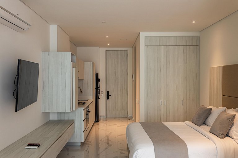 Nuevo cerca al mar con 2 camas+piscina+A/C+Wifi