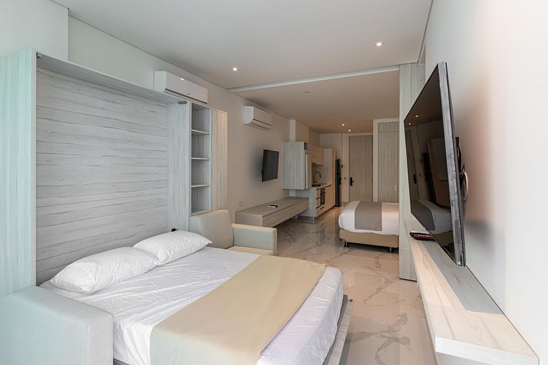 Nuevo cerca al mar con 2 camas+piscina+A/C+Wifi