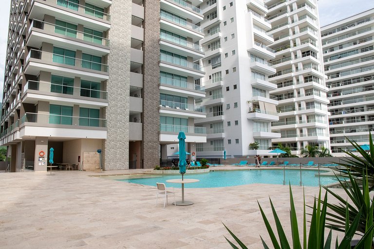 Nuevo Apto+piscina+A/C+Wifi+cerca al mar