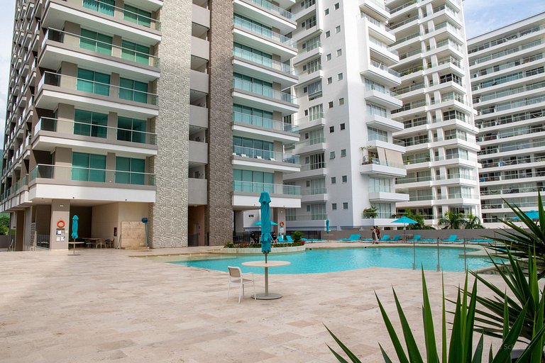Nuevo Apto+piscina+A/C+Wifi+cerca al mar