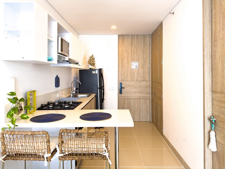 Serene luxury with private beach access for 4